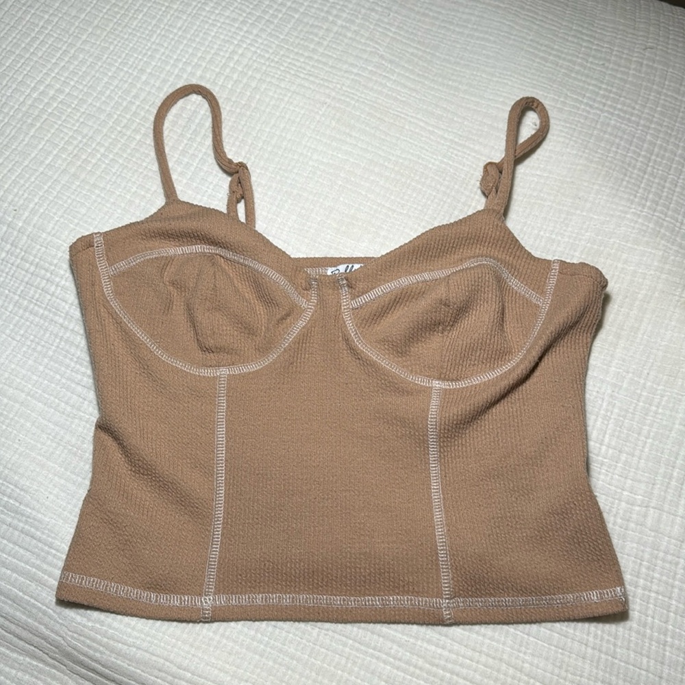 rabbit rose tan tank top